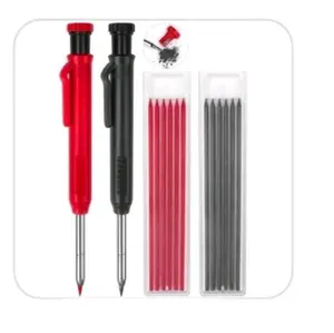 2 Pack Carpenter Pencils with Built-in Sharper and 12 Refills - Mechanical Pencils for Woodworking and Construction