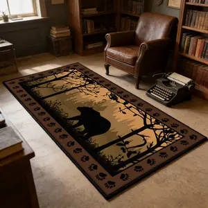 American Vintage Pattern Carpet, Non-Slip Long Strip Rug, Rustic Cabin Wildlife Runner Rug, Soft Comfortable Mat for Various Rooms