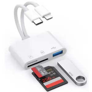 iPhone SD Card Reader, Expand Phone Storage Instantly, 3-in-1 SD TF USB Adapter for Photo Video Transfer, Camera Memory Card Reader for iPhone Android PC