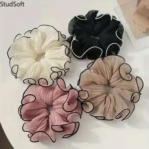 Set of 4 Premium-Style Scrunchies — Large, Chic, and Pleated Hair Ties for Women | Versatile & Fashionable Hair Accessories for Ponytails