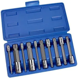 NEIKO 10054A XZN Triple Square Spline Bit Socket Set | Extra Long 4” | 4Mm to 18Mm | 10-Piece Set | S2 and Cr-V Steel Ridgerock Tools Inc.