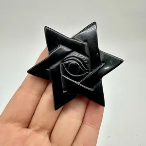 Obsidian Evil Eye Carving Healing Crystal Figurin Reiki Chakra Meditation Stone 1 count 50-60MM