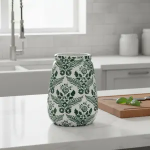 Terra-cotta Planter/Vase with Transferware Pattern