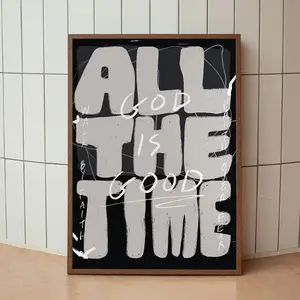 1pc Poster Modern Christian Wall Decor With GOD ALL THE TIME AND GOOD ALL THE TIME FAITH ALL THE TIME Black and White Minimalist Bible Verse Art In Beige Gray White Vertical Inspirational Scripture Print For Home Church Wall Art Home Decor Gift Aesthetic