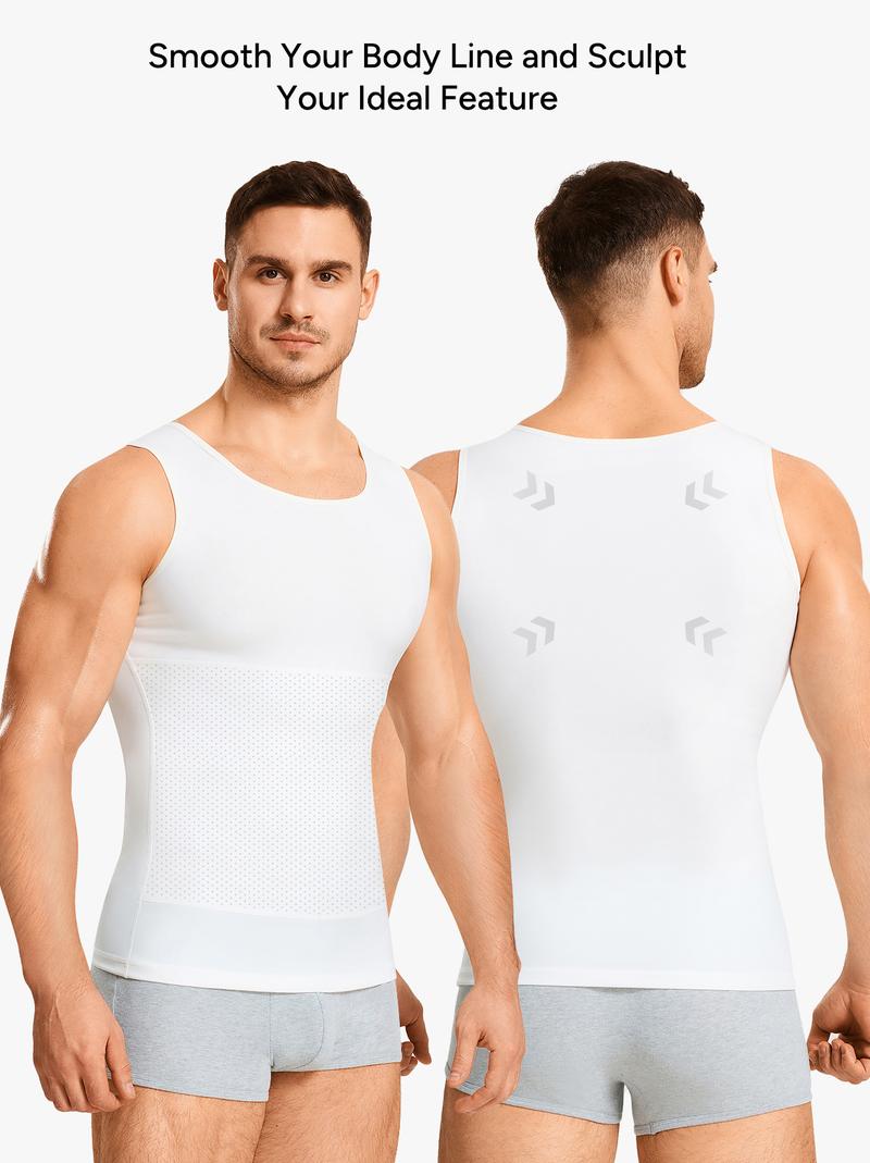 【Nebility】 Men’s Silky Soft Compression Shapewear Tank, Slimming Body Shaper Vest with Waist & Chest Support, Stretchy, Odor-Resistant, Breathable Muscle Tank for Daily Comfort, Menswear, Tanktop