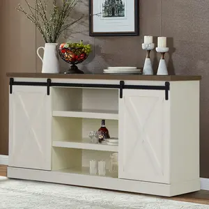 PHI VILLA Coffee Bar Cabinet 55 Inch, Sideboard Buffet Storage, Adjustable Shelves for Kitchen & Living Room Furniture Decorative storage cabinets Organizer Functional