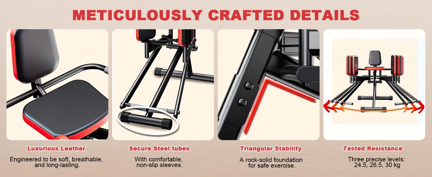 Adjustable Strength Training Glutes Gym Machine Hip Abductor for Home Gym Glute & Thigh Exercise Equipment with 2 Resistance Levels & 35lb Band for  Fitness