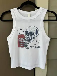DrPepper 'til De3th Vintage Y2K Crop Tank Top, Gift For Graphic Womenswear Crewneck Tee