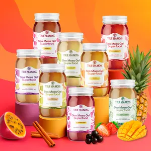 True Sea Moss Vitality Mix Bundle - Cherry, Apple Cinnamon, Elderberry, Soursop, Mango Pineapple, Strawberry, Wildcrafted, Passion Fruit - Rich in Minerals Vitamins for Immunity Digestion Energy Skin Hair Health