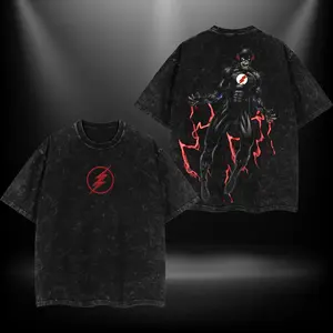 Black Flash DC Tshirt Sweater Hoodie Halloween Special Double Printed Oversize Lightweight Acid Washed Tee TV Show Graphic Top Cotton Gift T-Shirt For Comic Lover, Gift T-Shirt For Movie Lover