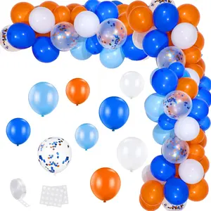 110PCS Blue & Orange Balloon Garland Kit – Mixed Sizes with Confetti Balloons for Kids’ Target-Themed Birthday, War Party, or Sport-Inspired Celebration