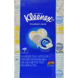 Kleenex 2-Ply White Tissues, A4016, 210 Count (Pack of 3)