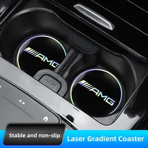 2PCS Car Water Coaster Pad Laser Water Coaster Accessories For Mercedes Benz AMG GLE GLS CLA CLE GLC CLS GLA W223 W213 W206 W464 W247 W167 W166 W222 W205 W204 W177 W246 W212 W221 W463