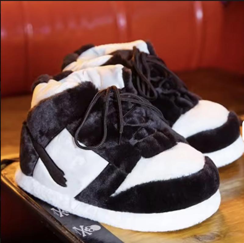 Fluffy Plush Sneaker Slippers – Trendy Furry Soft House Shoes, Anti-Slip Unisex Indoor Outdoor Slides, One Size Fits Most