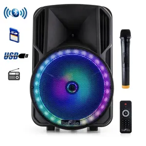 BeFree Sound  12 in. Bluetooth Rechargeable Portable Pa Party Speaker with Reactive LED Lights