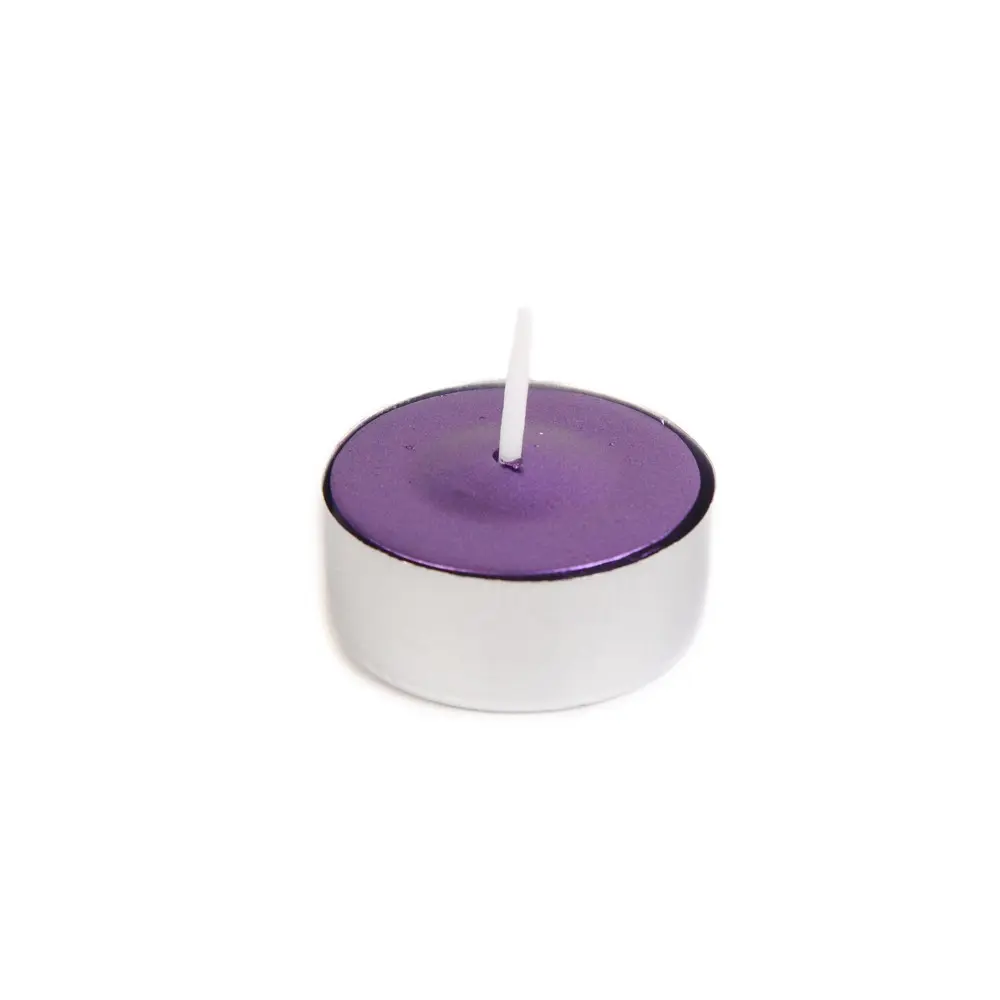 Jeco CTZ-043 50-Piece Metallic Purple Tealight Candles, Home Decor Accents, Handheld Tabletop Decor, Ideal Gift for Housewarming, 2-Inch Candles, Bulk Pack, 100% Hand Poured