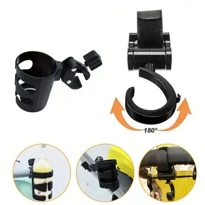 2pcs/set Universal 360° Rotatable Cup Holder For Strollers, Prams, And Wheelchairs
