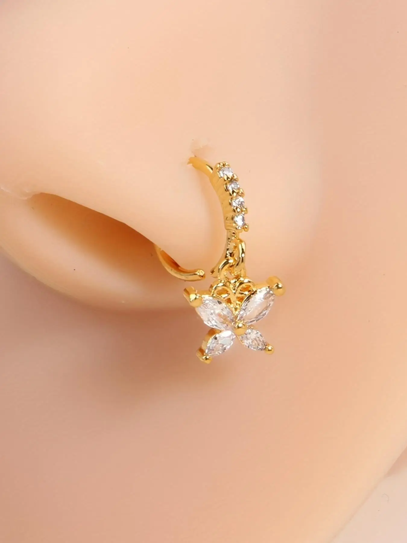 Fashion Elegant Butterfly Rhinestone Decorated Nose Ring For Women