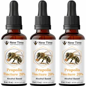New Time Organic Bee Propolis Tincture 20% – 3 Pack (3 x 1 fl oz / 30 ml) Premium Bee-Derived Extract