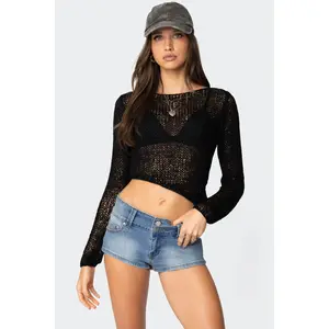 Sheer Loose Knit Asymmetric Top