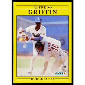 Alfredo Griffin 1991 Fleer #201b Los Angeles Dodgers