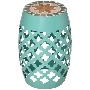 12 inch mosaic accent table for small balcony corner works as stool side table and plant stand all in one