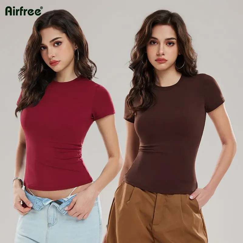 Women's 1/2 Piece Matching Activewear Fitness Workout Set - Crew Neck Short/Long Sleeve Nylon Stretchy Slim-Cut Compression Tops, Women's Clothes for Gym, Yoga, 2 Piece Sets, Woman 2 Piece Set