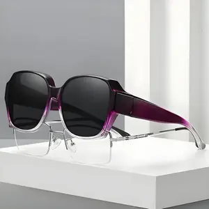CJ-Dual-Use Clip-On Fashion Glasses - Crystals, Stylish Rectangular Design, Unisex, Driving Accessories, Eyewear Accessories-Selling On Temu Is Prohibited