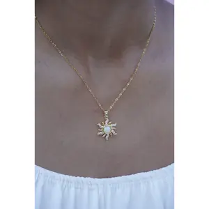 White Opal Sun Necklace