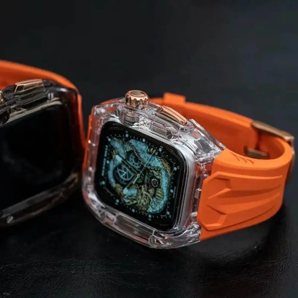 Transparent Protective Case Modification Kit with TPU Watch Strap, Stylish Accessories for 49mm Ultra, 45mm/44mm Series 9/8/7/6/5/4 Smartwatches - Sports & Outdoor Stopwatch Accessory