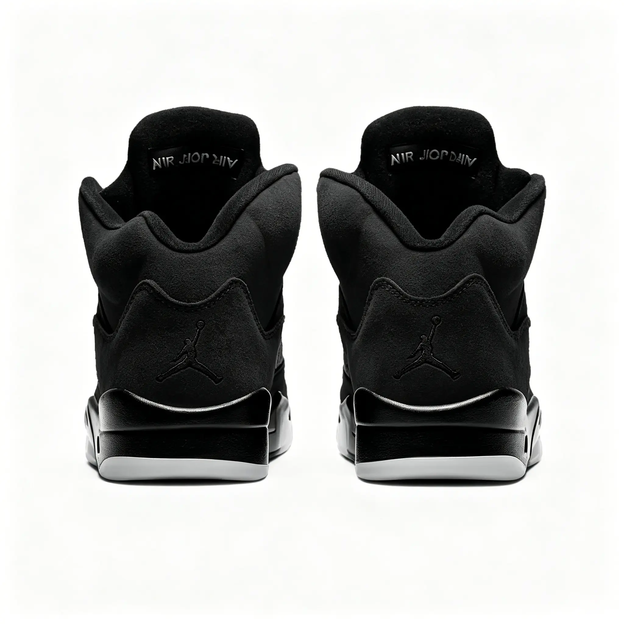 High‑Top Retro Basketball Sneakers All‑Black Suede Upper Black Mesh Vents White Sawtooth Details Black‑White Contrast Outsole Black Collar Shock‑Absorbing Street Fashion Sport Footwear
