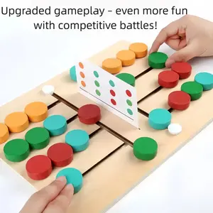 Children's Four-Color Game Building Block Interactive Battle Board Game, Color Cognition Early Education Intellectual Enlightenment Wooden Toys