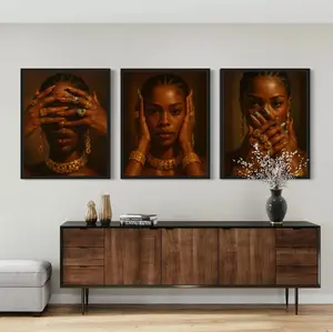 Black Woman Art, Black Girl Wall Art - 3 Piece Wall Art, Black Art, Black Woman Wall Art, Urban Wall Art, African American Art, Set Of 3 Art Poster (UNFRAMED)