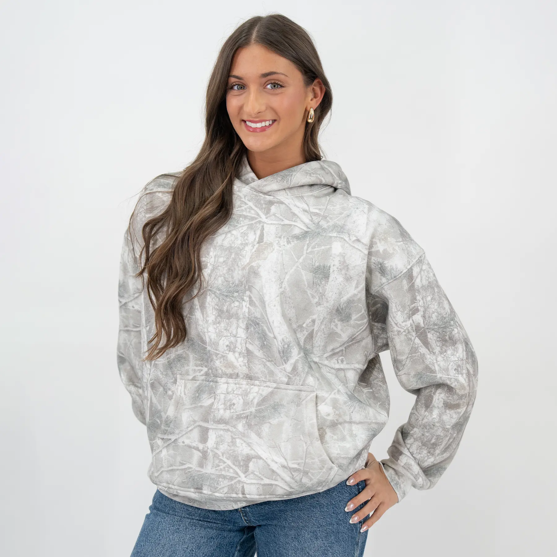 Premium Camo Hoodie | Weighted | Leaf Camo Pattern Cotton Fabric Sweatshirt