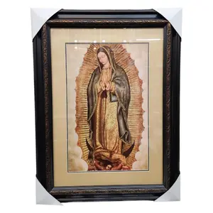 Virgen De Guadalupe 24"widex32"tall F342-M Mediano Black-Tone Frame Thin Light Weight Full Body Our Lady Of Guadalupe Fino Marco Delgado Fancy Imagen Image Cuadro Mother Mary Virgen Maria Religious art image, home decor, wall decor, church events,