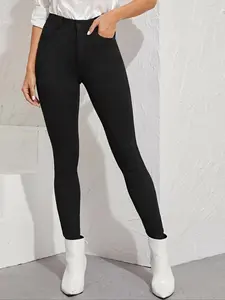 Women's High Waist Elastic Skinny Fit Pants with Pockets, Elegant All Season Tights for Comfortable Wear, Stylish Bottoms for Every Occasion Leggings