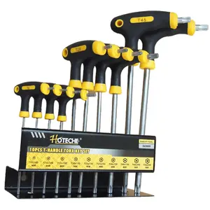 10PC T-Handle Torx Star Key Wrench Set 2 Drive Ends Stand Rack