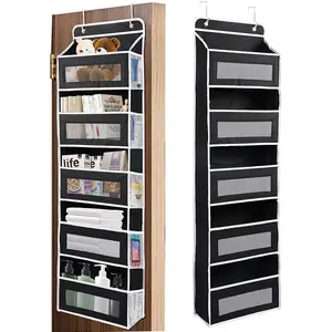 Over The Door Pantry Organizer 5-Tier Storage Box with 10 Large Capacity Pockets, Anti-Tilt 44 Pound Load Hanging Door Storage Box, Back Of Door Organizer for Bedroom, Bathroom, Pantry, and Children’s Room Storage & Collection Use