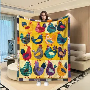 Cute Chicken Pattern Healing Blanket, Luxury Soft Comfortable Throw for Bed Sofa Office, Gift for Camping Travel, All Seasons Use