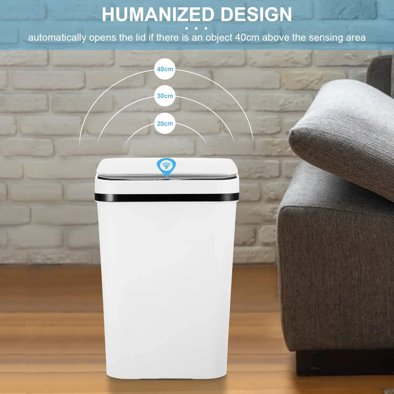Summerwins Modern Smart Motion Sensor Trash Can - Plastic Pack, Waterproof, Space-Saving, Multifunctional, Environmentally Friendly Automatic Induction Bathroom Gadget for Home Bathroom, Office (Nordic Style)