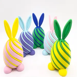 Easter Bunny Twisted Egg – 3D Printed Decorative Gift with Colorful Stripes, Featuring Various Colors