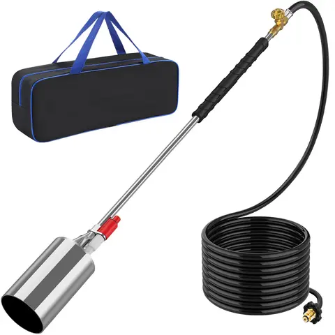 Propane Torch Weed Burner Kit Blow Torch Flamethrower with Storage Bag,Self Igniter and 10FT Hose Hose for Weeding,Roof Asphalt,Ice Snow,Road Marking,Charcoal