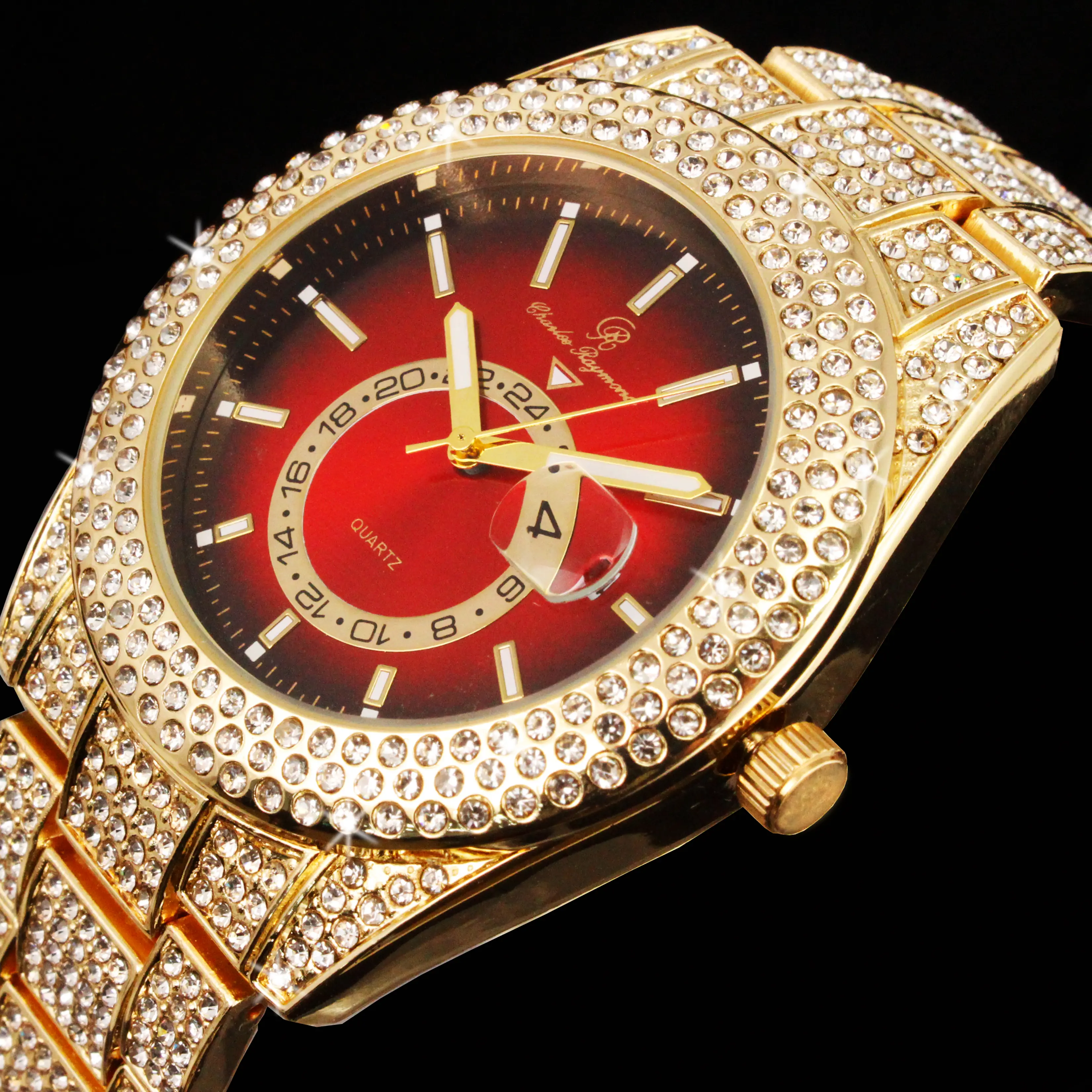 ST10328A Men's Round Quartz Wrist Watch, Fashion Accessory with Exquisite Style, Ice Stones, Metal Construction precise movement
