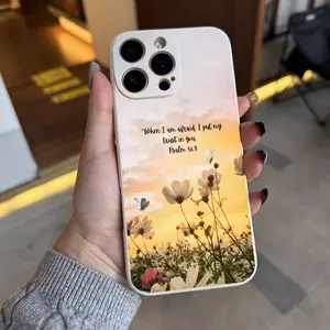 This phone case features a floral Bible verse design from Psalm 56:3 and is made of shockproof and anti-slip TPU material, providing full lens protection. It's compatible with iPhone 17, 16, 15, 14, 13, 12, 11, XS, X, Samsung, and other series models.