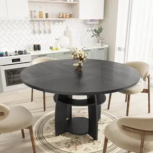 47 Inch Round Dining Table with Storage Shelf – 0.98″ Thick Tabletop, Adjustable Feet – Easy to Clean & Assemble – Seats 4‑6 People – Space‑Saving Kitchen Table for Dining Room, Apartment