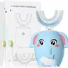Kids U Shaped Electric Toothbrush Children Rechargeable Sonic Toddler Toothbrush baby Electric toothbrushes with1-4 Brush Heads Full Mouth 6 Cleaning Modes Oral hygiene Cleansing tiktokshopbacktoschool