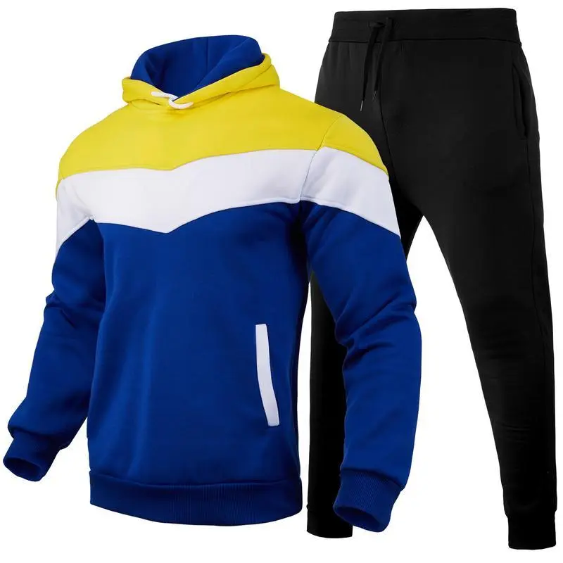 Autumn and Winter Sports Sweater Suit Men's 3 Color Matching Hoodie Sportswear Suit Sweatshirt and Sweatpants Light Board Autumn and Winter Sports Sweater Suit Men's 3 Color Matching Hoodie Sportswear Suit Sweatshirt and Sweatpants Light Board