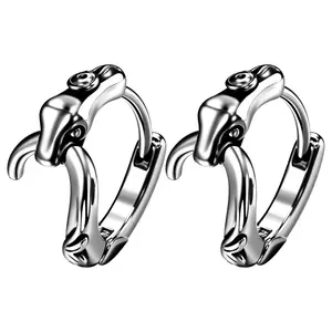 Snake-Shaped Earrings: Stainless Steel Embrace Hoop Earrings Gothic Animal Jewelry for Women
