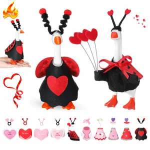 7 Inch Valentine’s Day Desk Goose Costume, Heart-Themed Outfit  Romantic Design Cute Desktop Goose Clothing Accessories,Perfect Gift For Lovers&Family