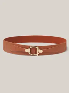BLOOMCHIC Oval Buckle Vintage Belt - Yellowishbrown Regular Fit Resort Style 20% Alloy 35% Synthetic 45% Nylon Casual Waistband